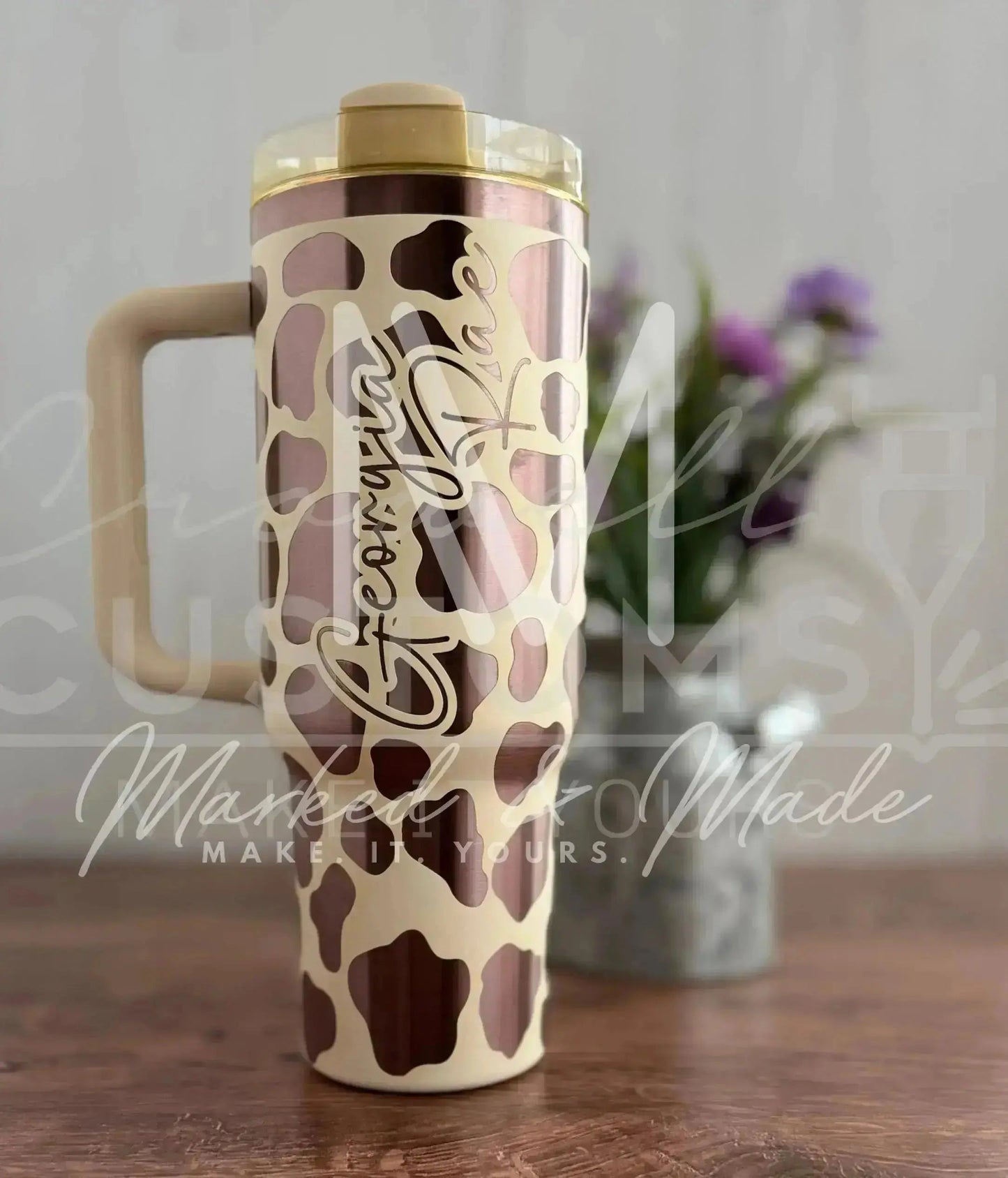 Cow Print Western Engraved Genuine Stanley Tumbler