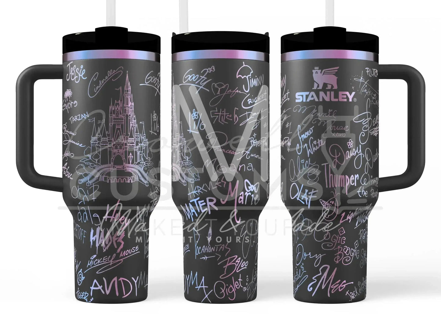 Disney Castle + Character Autographs / Signatures Engraved Genuine Stanley Tumbler