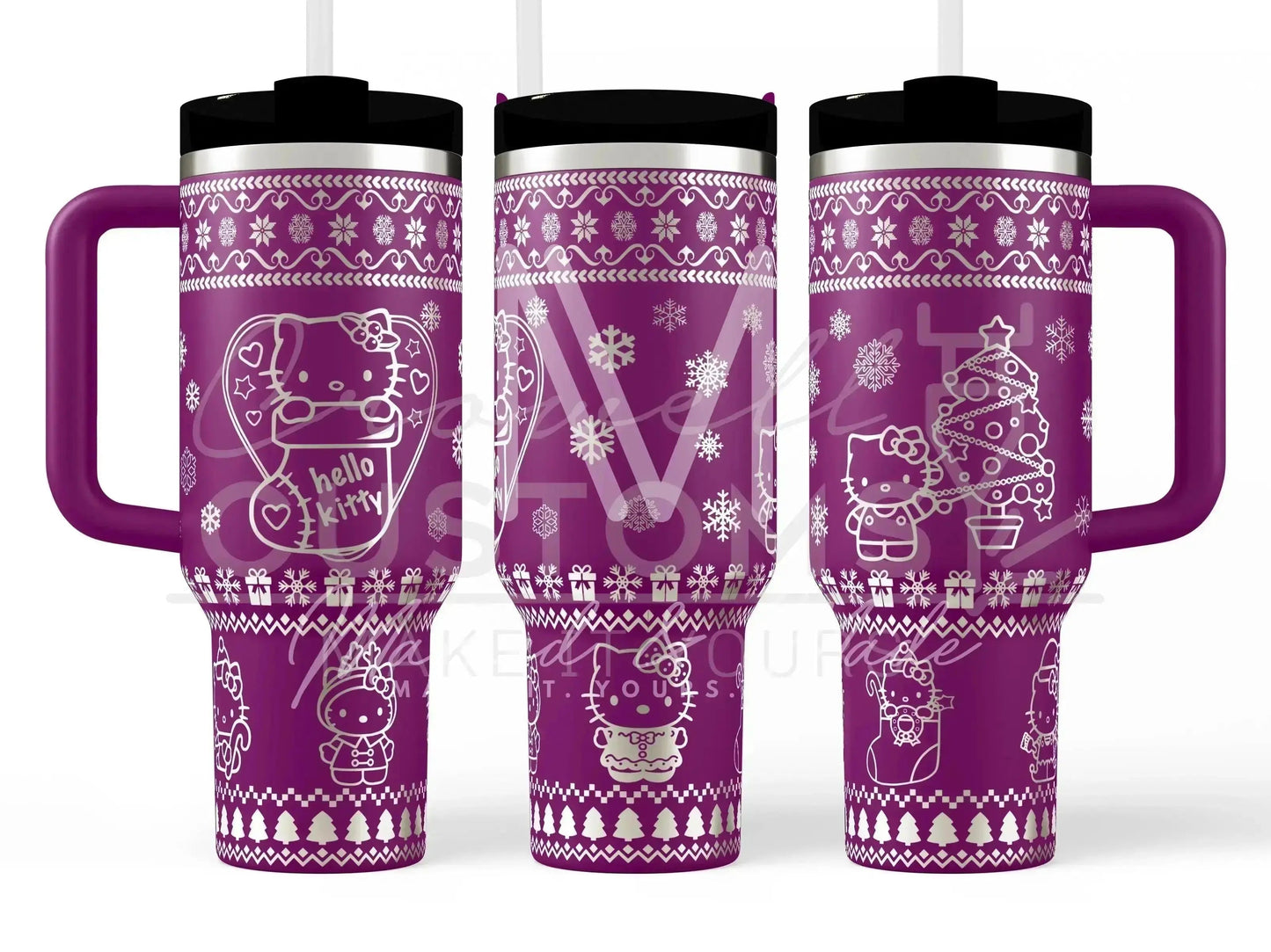 Hello Kitty - Ugly Sweater Christmas Engraved Genuine Stanley Tumbler