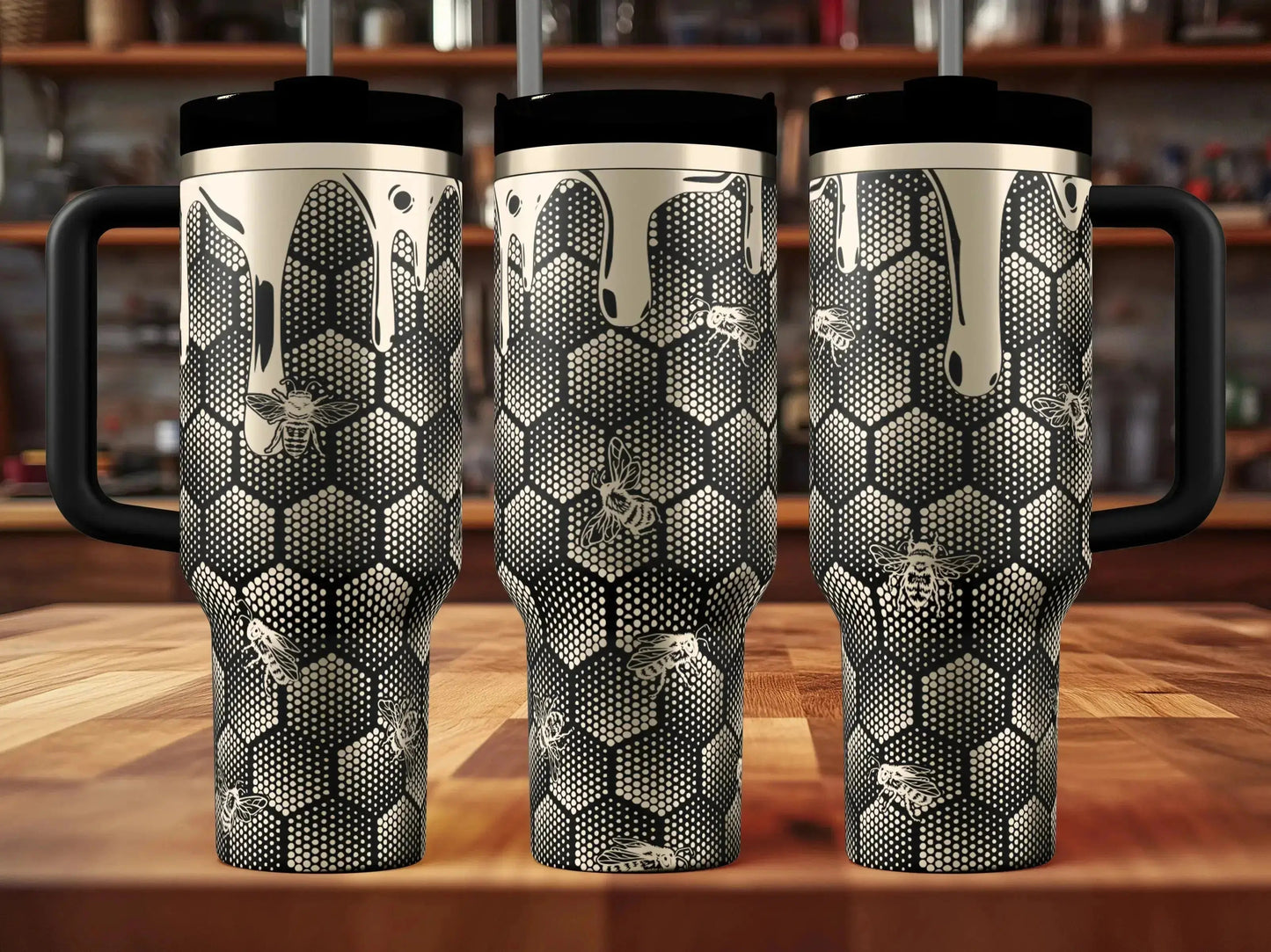 Honeycomb Honey Bee Engraved Genuine Stanley Tumbler