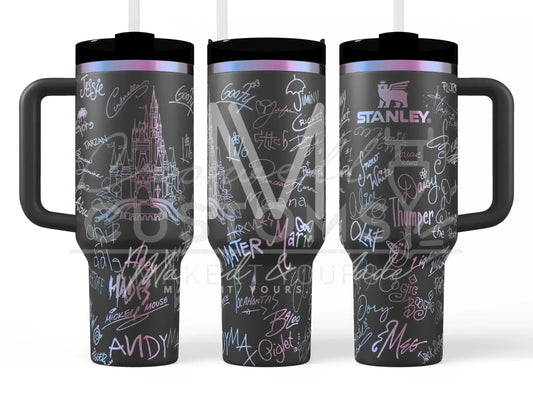 Disney Castle + Character Autographs / Signatures  Engraved Genuine Stanley Tumbler