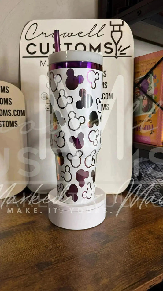Disney Mickey Mouse Ear Pattern Engraved Genuine Stanley Tumbler