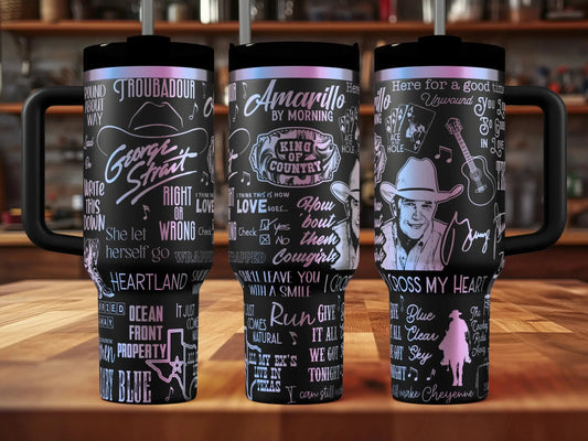 George Strait King of Country Engraved Genuine Stanley Tumbler