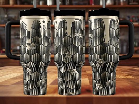 Honeycomb Honey Bee Engraved Genuine Stanley Tumbler